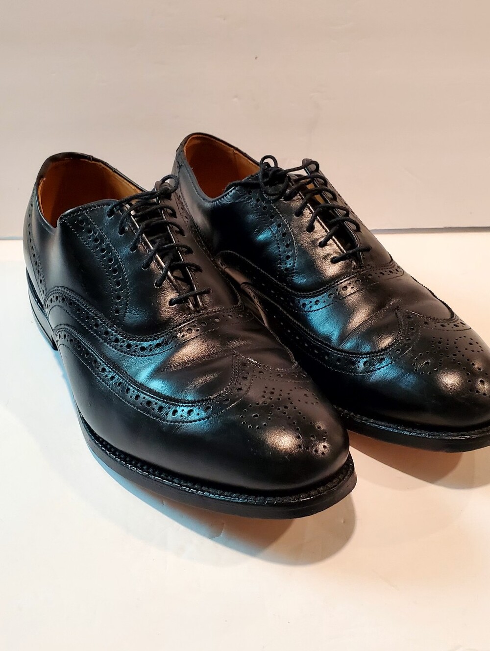 Allen Edmonds Black Leather Wingtip Oxford Dress Shoes Size 10.5 D